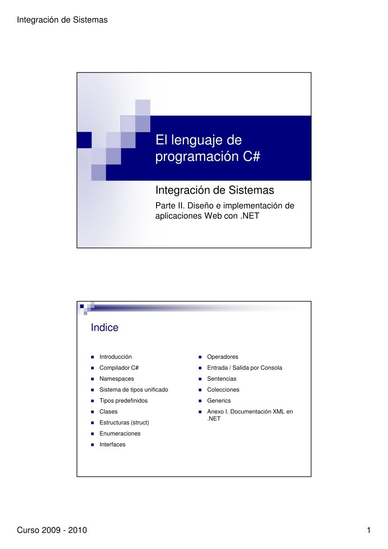 Imágen de pdf Parte II. Diseño e implementación de aplicaciones Web con .NET - El lenguaje de programación C#